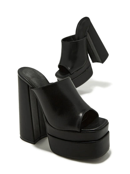 Platform Chunky Heeled Mules