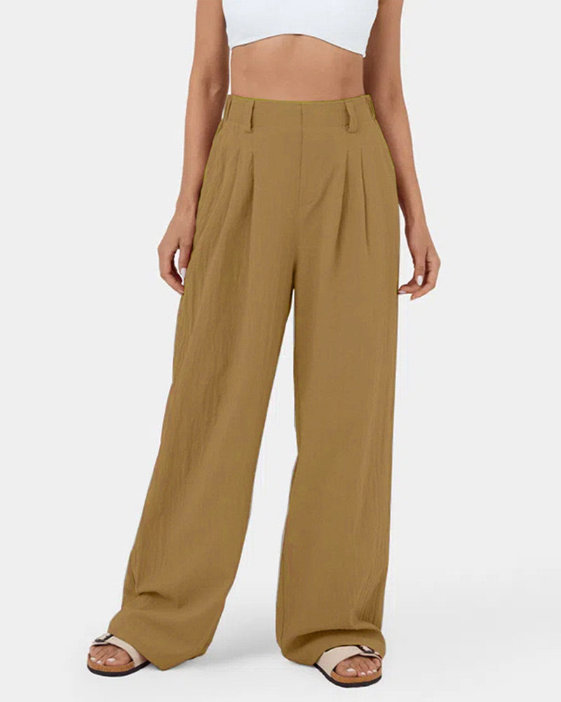 Waffle Wide Leg Casual Suit Pants（Pre-sale） Gold