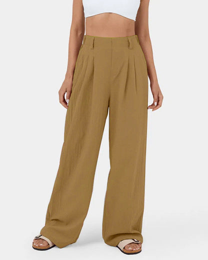 Waffle Wide Leg Casual Suit Pants（Pre-sale） Gold