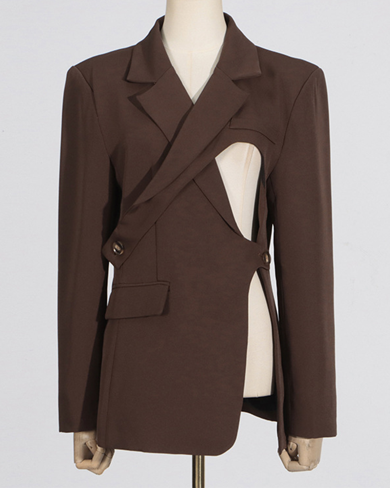 Waist-High Irregularly Hollow Blazer