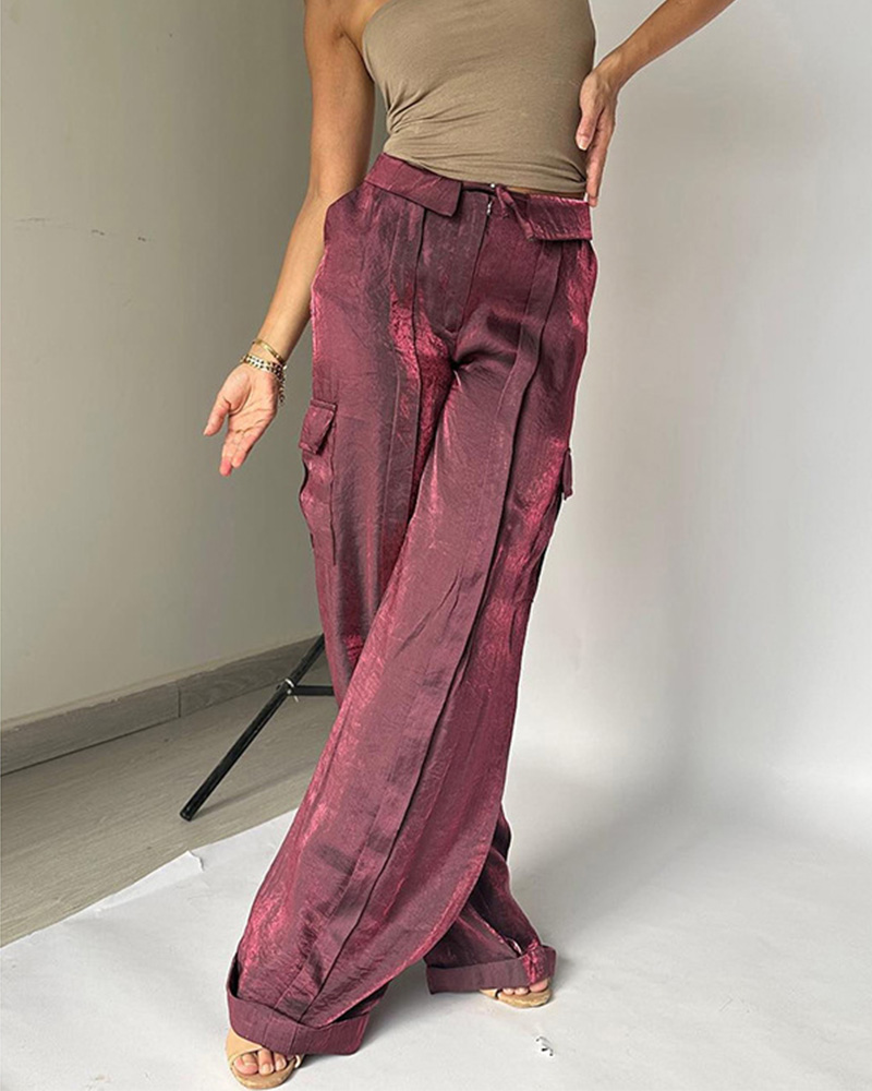 Loose Mercerized Pants Wide Leg Purple