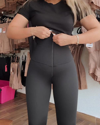 Doppellagige Leggings mit hoher Taille und Bauchkontrolle sowie Po-Lift-Funktion