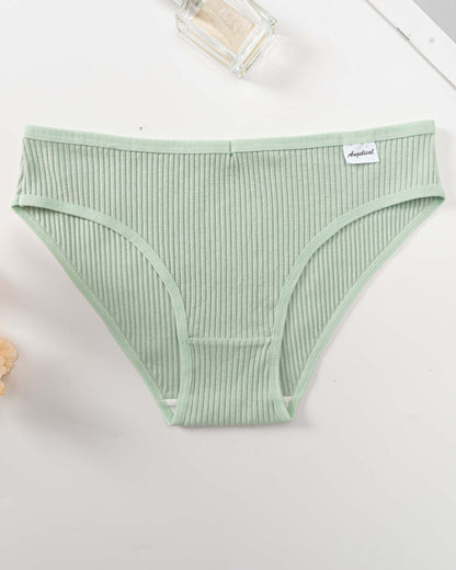 Mid-Waist High-Elastic Butt-Lifting Ribbed Underwear Women LightGreen