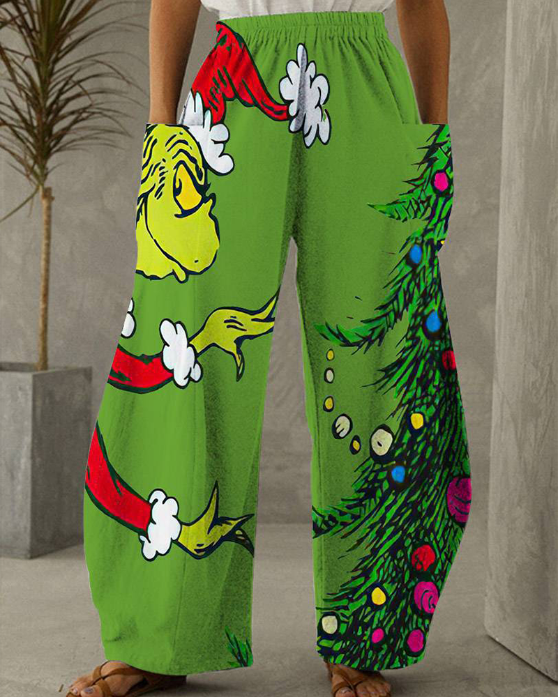 Christmas Printed Casual Trousers