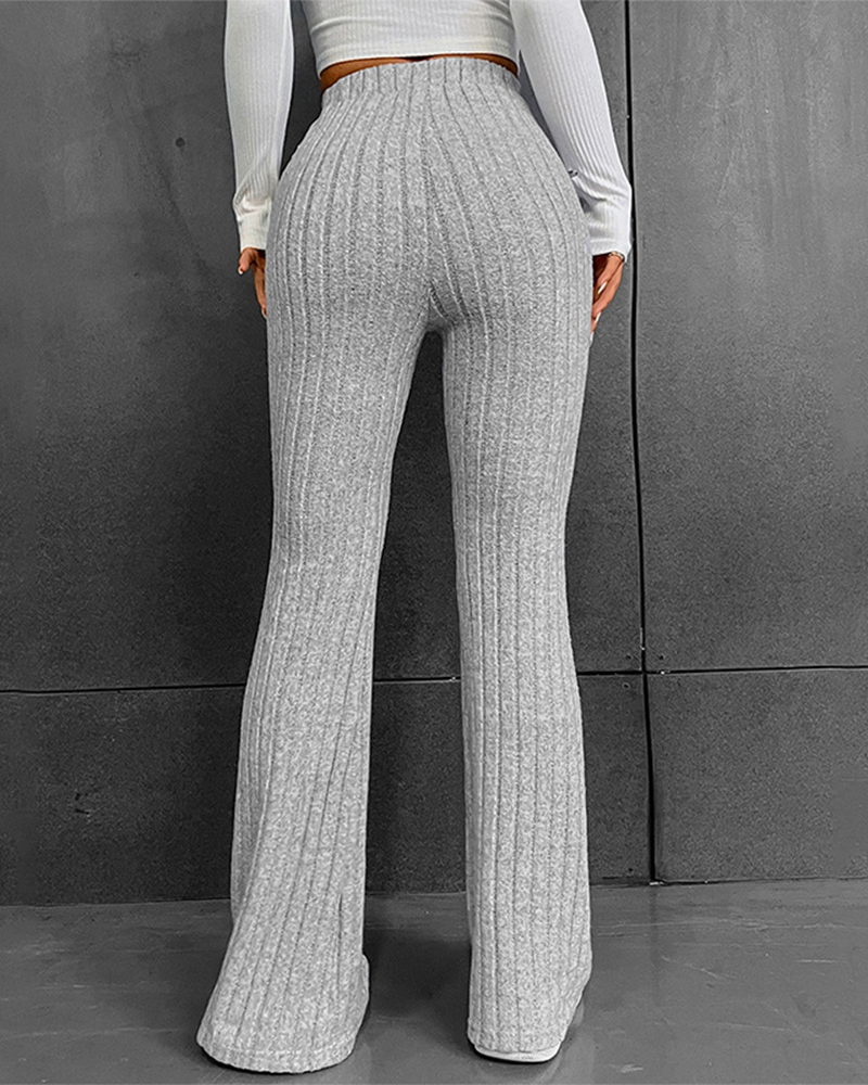 Micro Flared High Waisted Slim Fit Pants