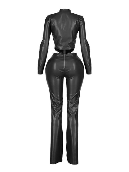 Leather Biker Jacket & Pants Set