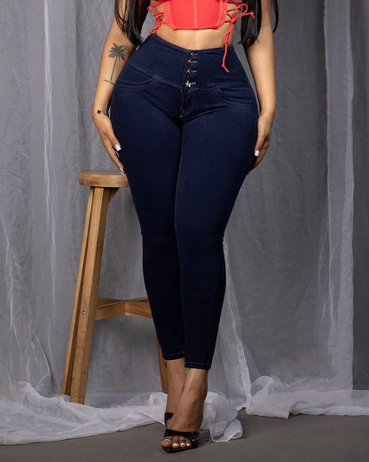 High Waist Stretch Slim Jeans(Pre sale)