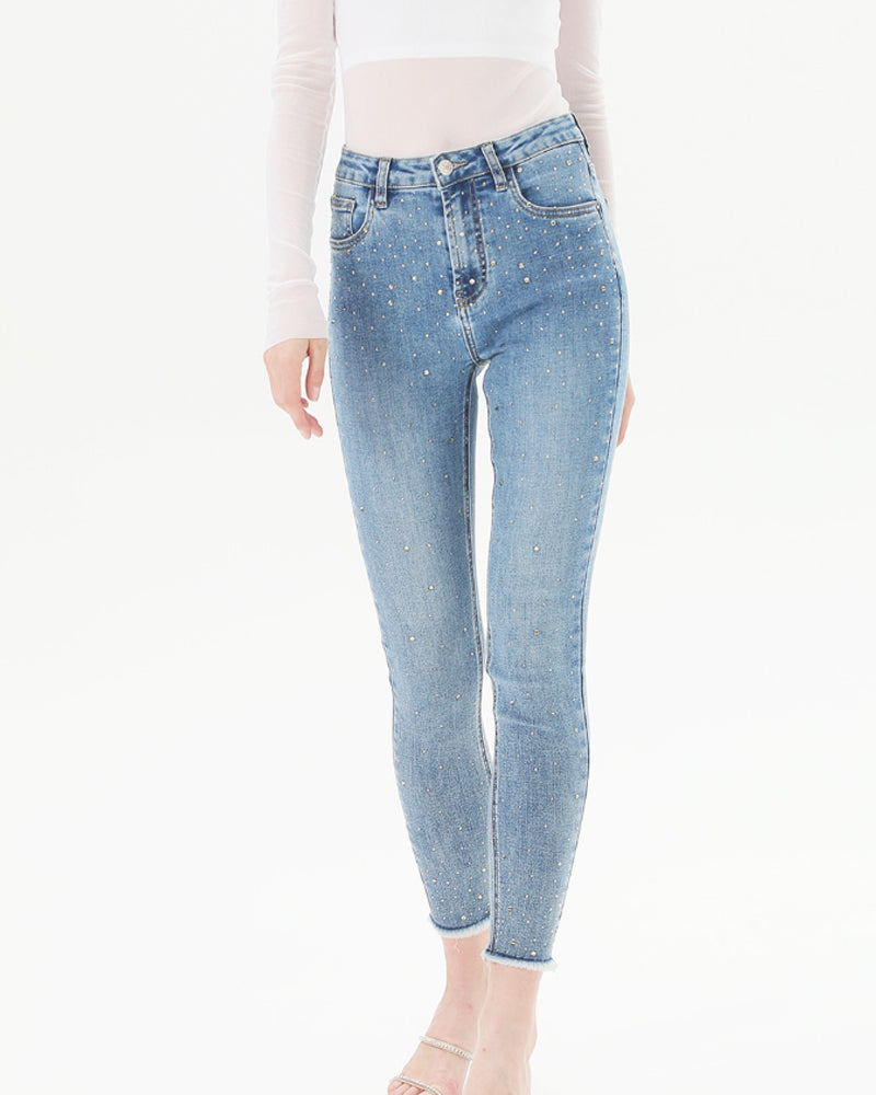 Loose Diamond Rhinestone Skinny Jeans (Pre-sale)