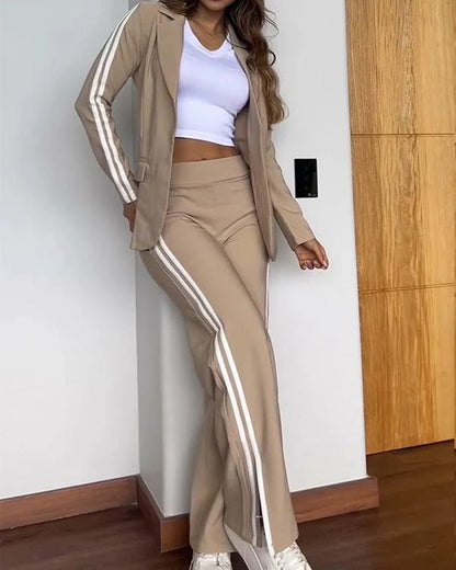 Casual Lapel Suit Wide-Leg Pants Two-Piece Suit