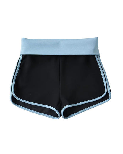 Contrast Color Paneled Straight-Leg Athleisure Shorts