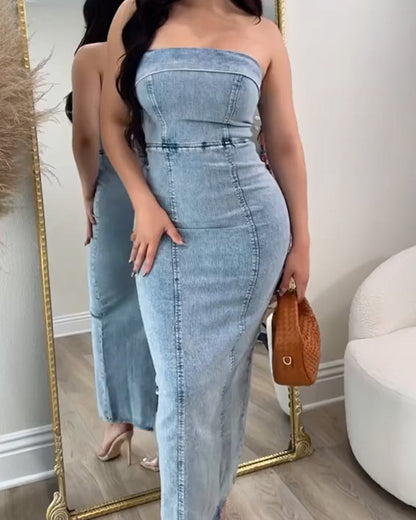 Tube Top Slim Denim Dress