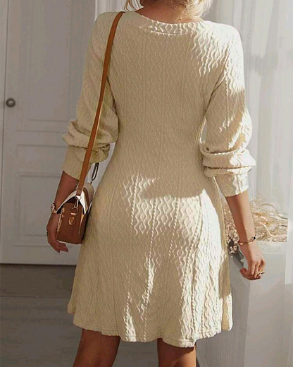 Trendy Long-Sleeved Dress With A Texture