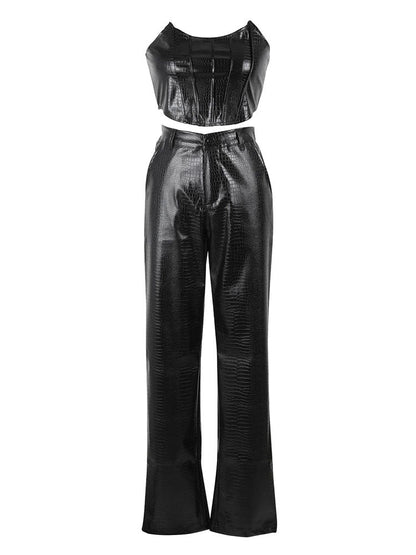 Leather Tube Top & Pants Set