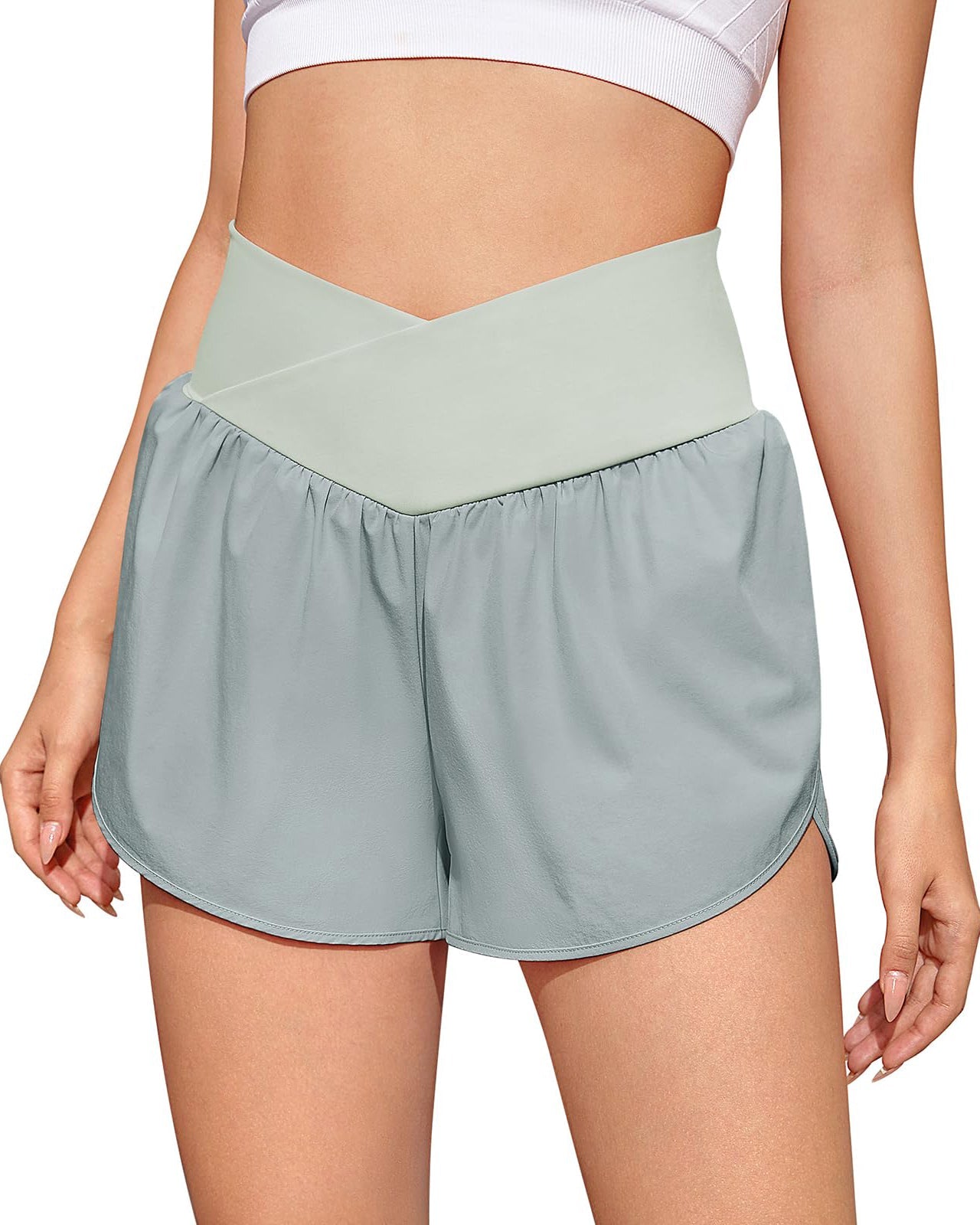 omen's Shorts High Waist Athletic Shorts Workout Gym Yoga Dolphin Lined Shorts With Zipper Pockets