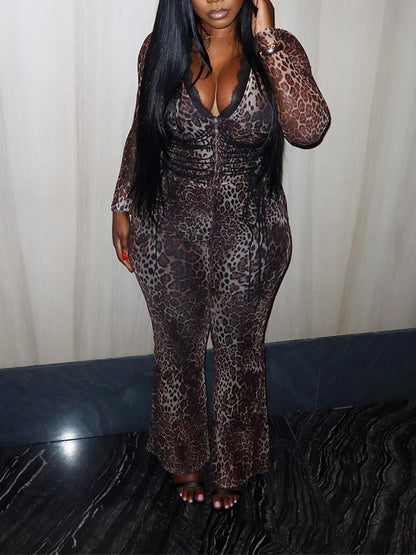 Leopard V-Neck Jumpsuit