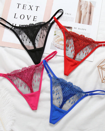 Thin Transparent Embroidered Seamless Women’s Underwear Thong