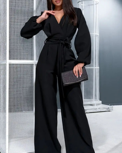 Trousers V-Neck Slim Temperament Jumpsuit