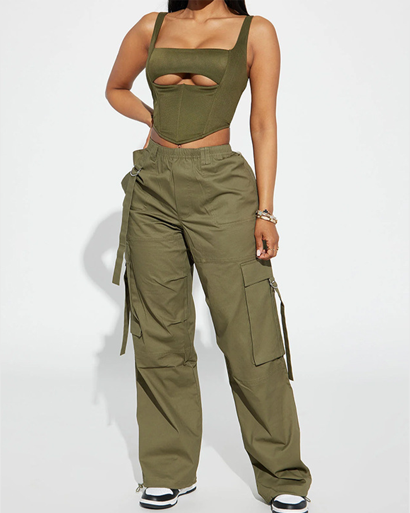 Multi-Pocket Elasticated Waist Cargo Pants