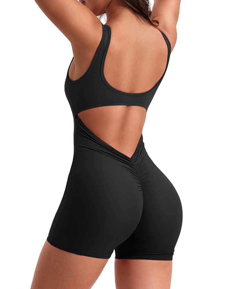 Backless Sleeveless Hip Lift Yoga Jumpsuit Black