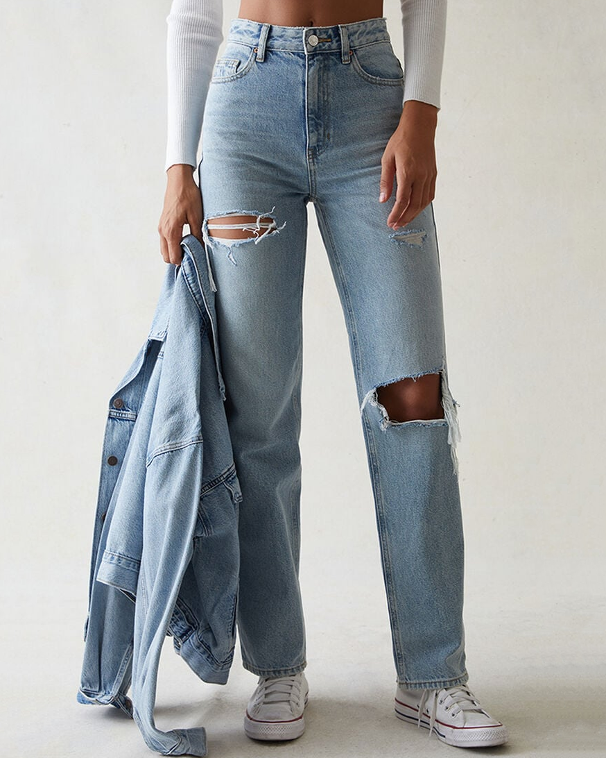 Slightly Stretchy Ripped Boyfriend Jeans (Pre-sale)