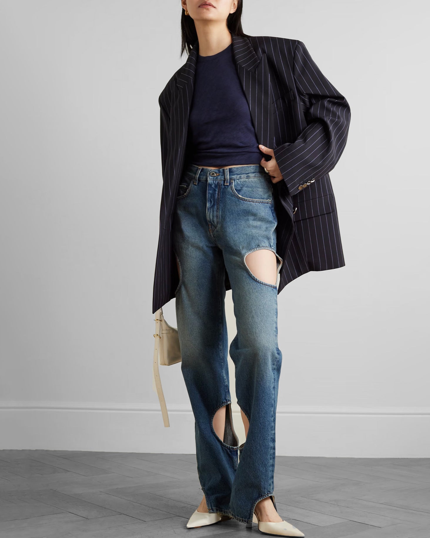 High-Waisted Retro Cutout Straight-Leg Jeans