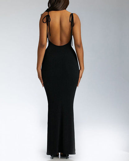 Slim Backless Strappy Long Dress