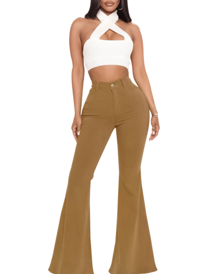 High-Waisted Slim Versatile Fit Stretch Flare Jeans Peru