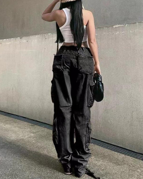 Low-Rise Multi-Pocket Cargo Casual Pants