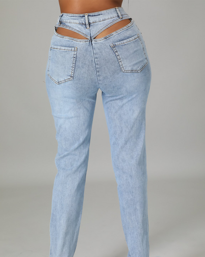 Stretch-Jeans mit Hohlsaum hinten