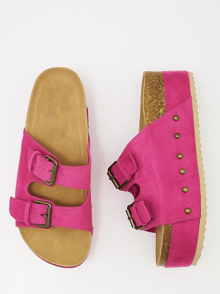 Double Buckle Strap Platform Sandals