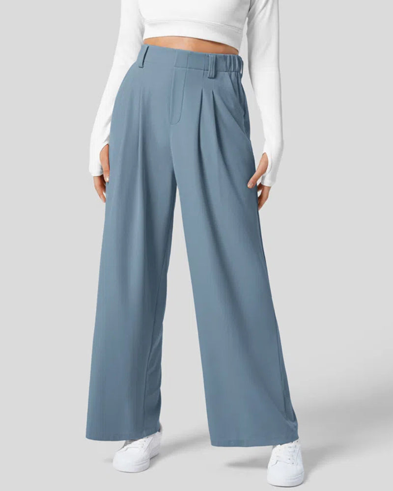 Waffle Wide Leg Casual Suit Pants（Pre-sale） Lightblue