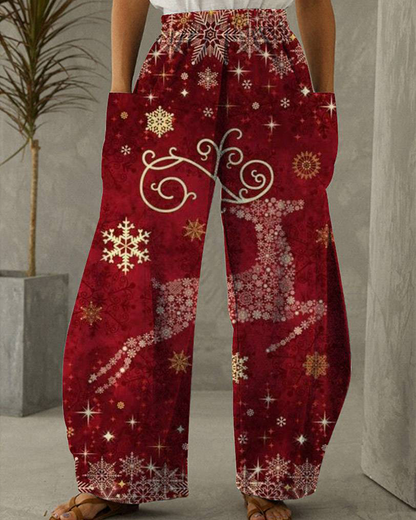 Christmas Printed Casual Trousers