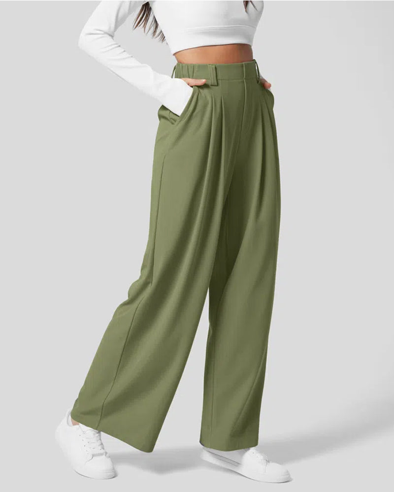 Waffle Wide Leg Casual Suit Pants（Pre-sale） Olive