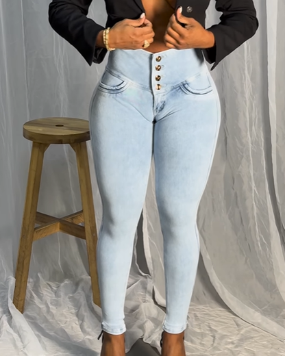 High Waist Stretch Slim Jeans (Vorverkauf)