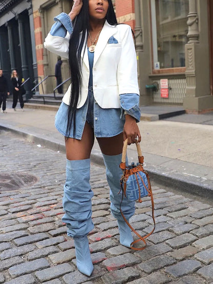 Denim Patchwork Blazer