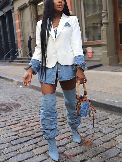 Denim Patchwork Blazer