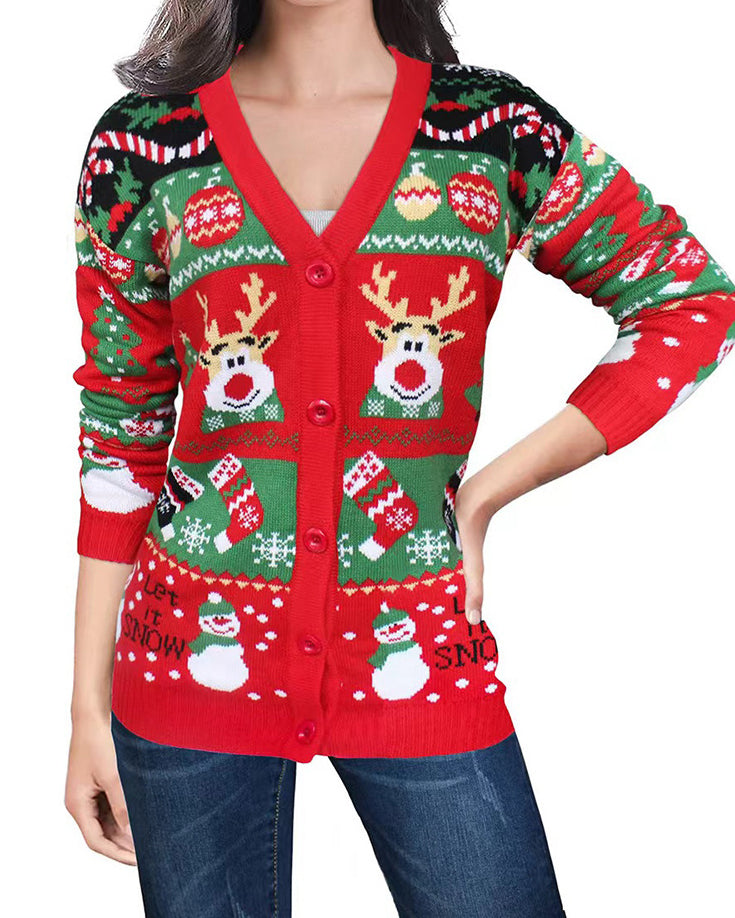 Loose Knitted Christmas Cardigan Sweater