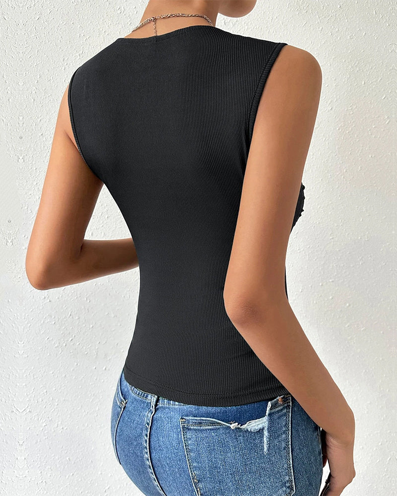 Slim Fit Sleeveless Knitted Stretch Tank Top