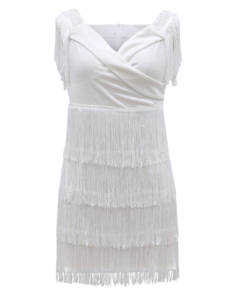 One Shoulder Fringed Slim Fit Dress