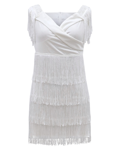 One Shoulder Fringed Slim Fit Dress