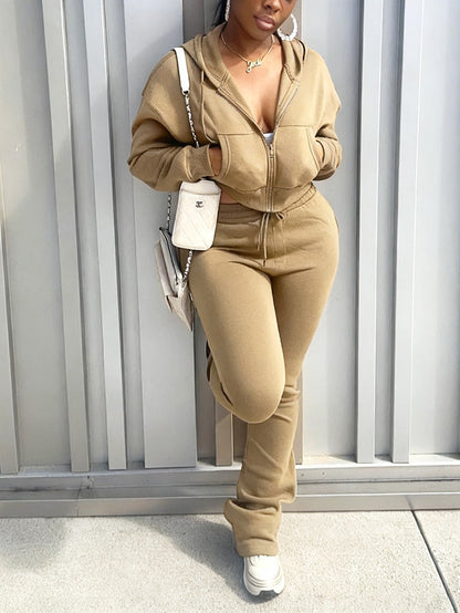 Basic Hoodie Extended Pants Set