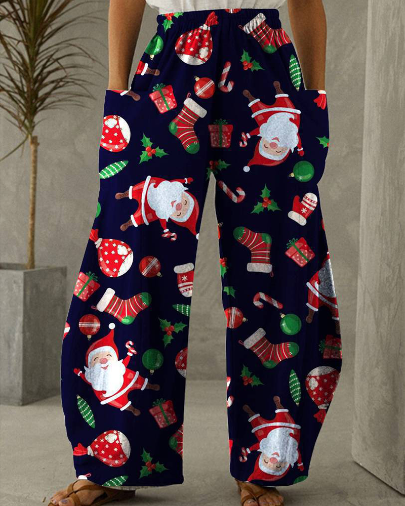 Christmas Printed Casual Trousers