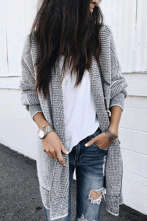 Waffle Texture Cardigan