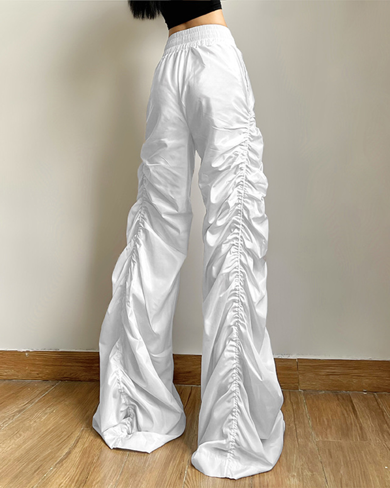 High Waist Pleated Loose Trousers