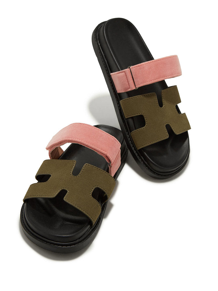 Velcro Strap Flat Sandals