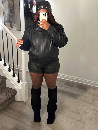 Urban High Collar Leather Jacket