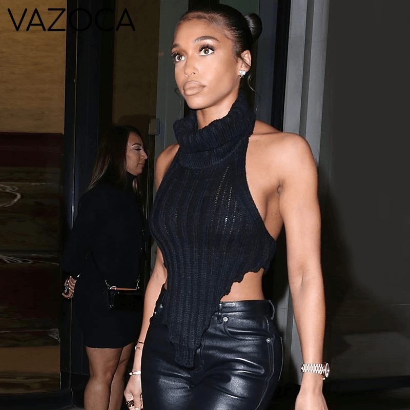 Knitted Sleeveless Top Black