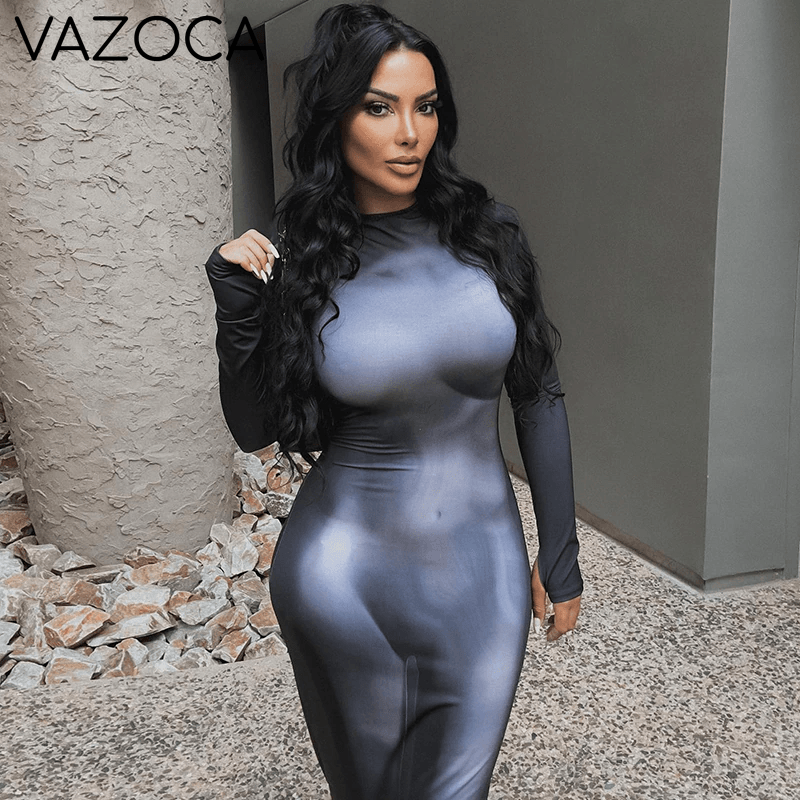 Autumn Body Print Maxi Dress