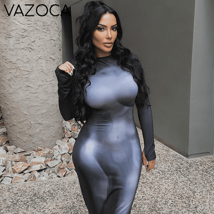 Autumn Body Print Maxi Dress