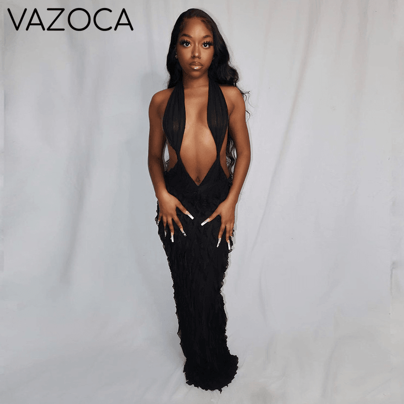 Deep Cleavage Sexy Maxi Dress